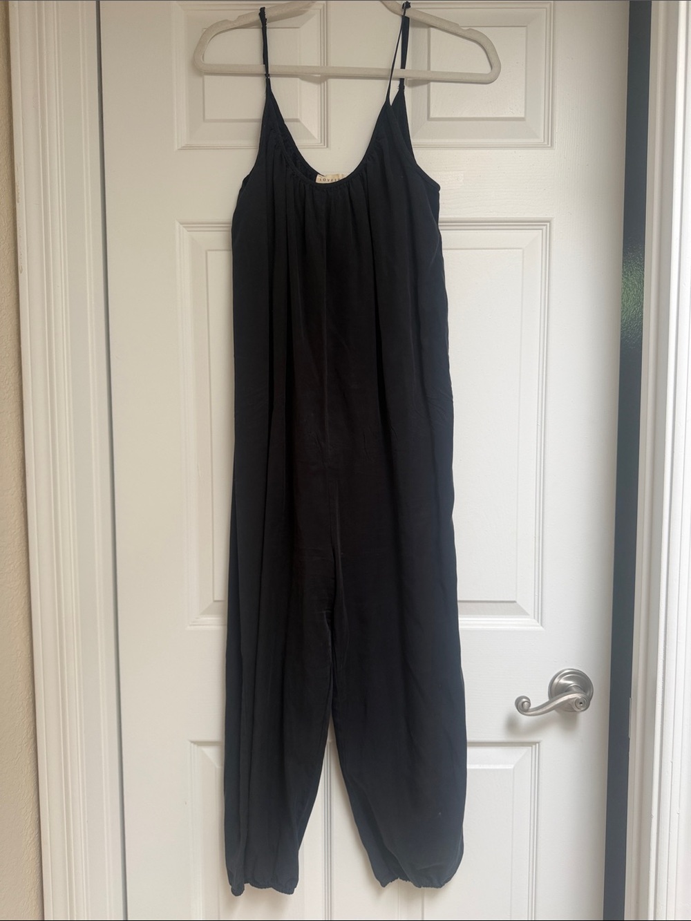 lovestitch Black Sleeveless Spaghetti-Strap Jumpsuit